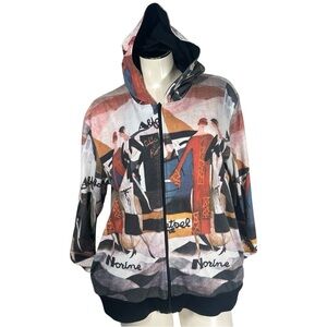 BREEKE Artsy Long Sleeve Front Zip Hoodie Sweatshirt Jacket Women's Size XXL